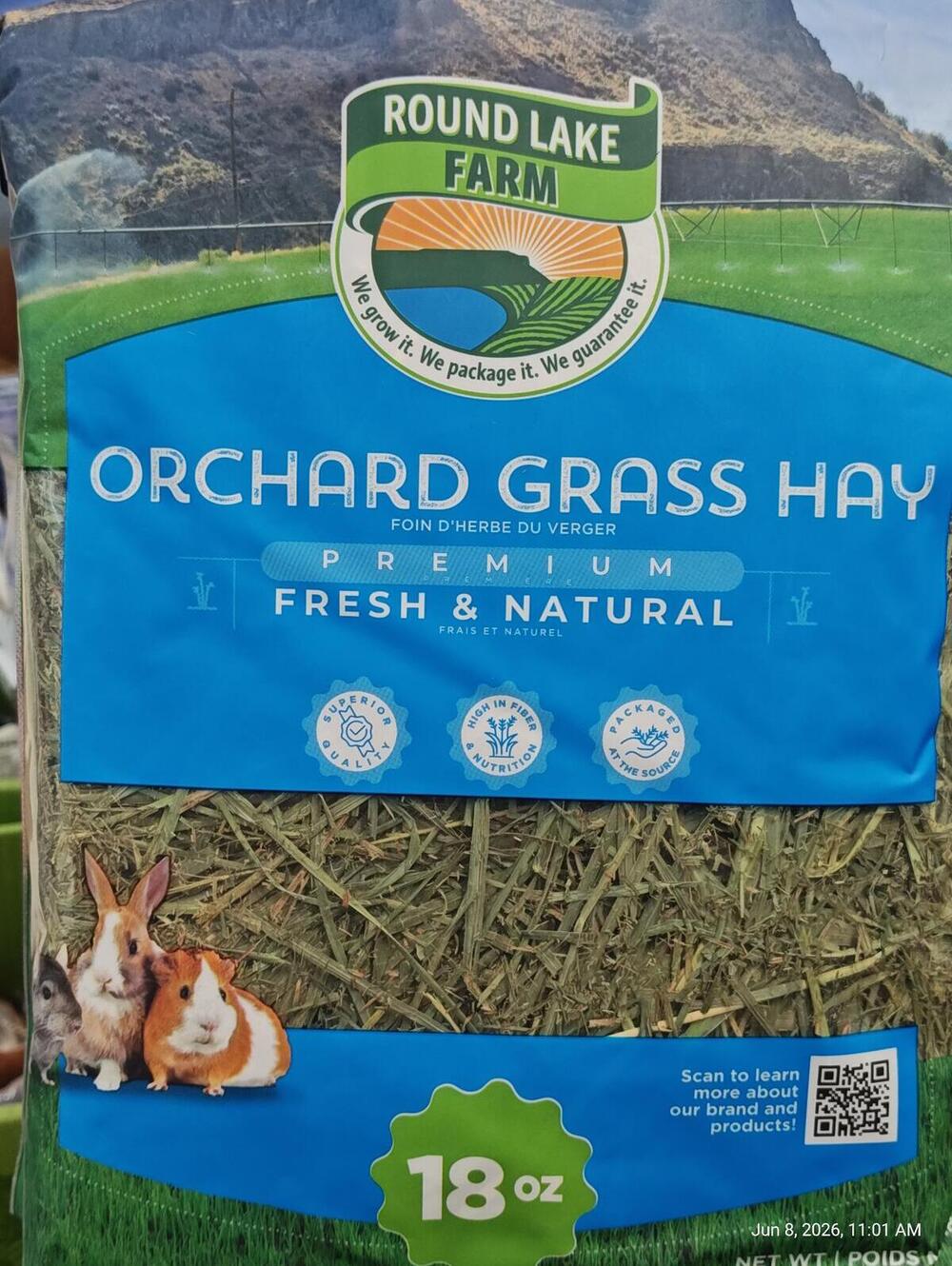 Orchard Grass Hay for Pets  18  oz Resealable Bag